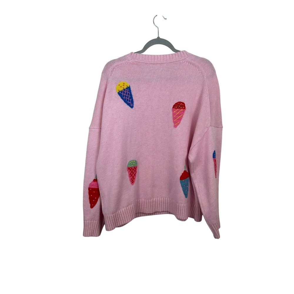 Boden Natalie Embroidered Jumper Women XL Pink Excellent Ice Cream Wool Blend - Picture 2 of 7